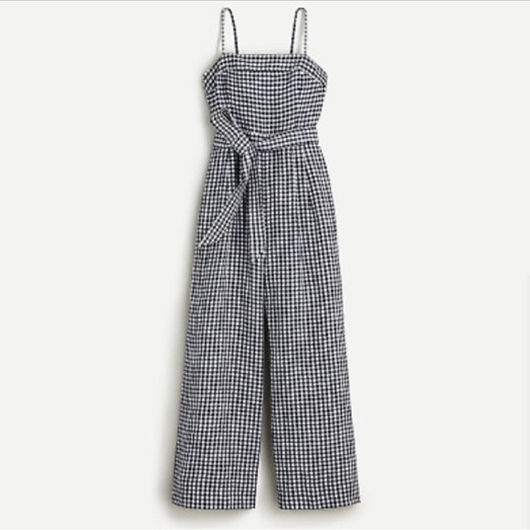J. Crew Black and White Gingham Jumpsuit with Spaghetti Straps - Picture 2 of 6